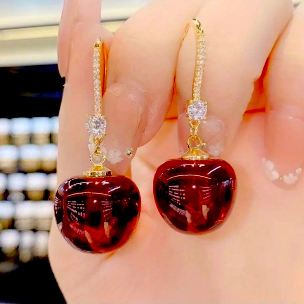 Red Cherry Dangle Earrings